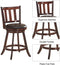 Set van 2 barkrukken, balie hoogte barkruk met draaibare zitting, ergonomische rugleuning & voetsteun, beklede barstoelen set geschikt voor eetkamer, keuken, bar, cafe