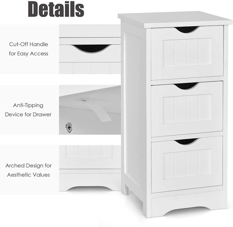 3 lades houten badkamerkast,