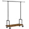 Kledingrek op wieltjes, garderobestandaard met kledingstang, uittrekbaar, ganggarderobe, met plank en wielen, industrieel design, vintage bruin-zwart RGR110B01