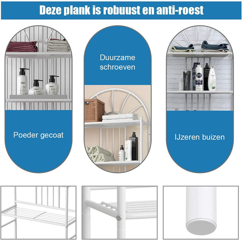 3-planken badkamerkast organizer boven het toilet,  59 x 33 x 173cm