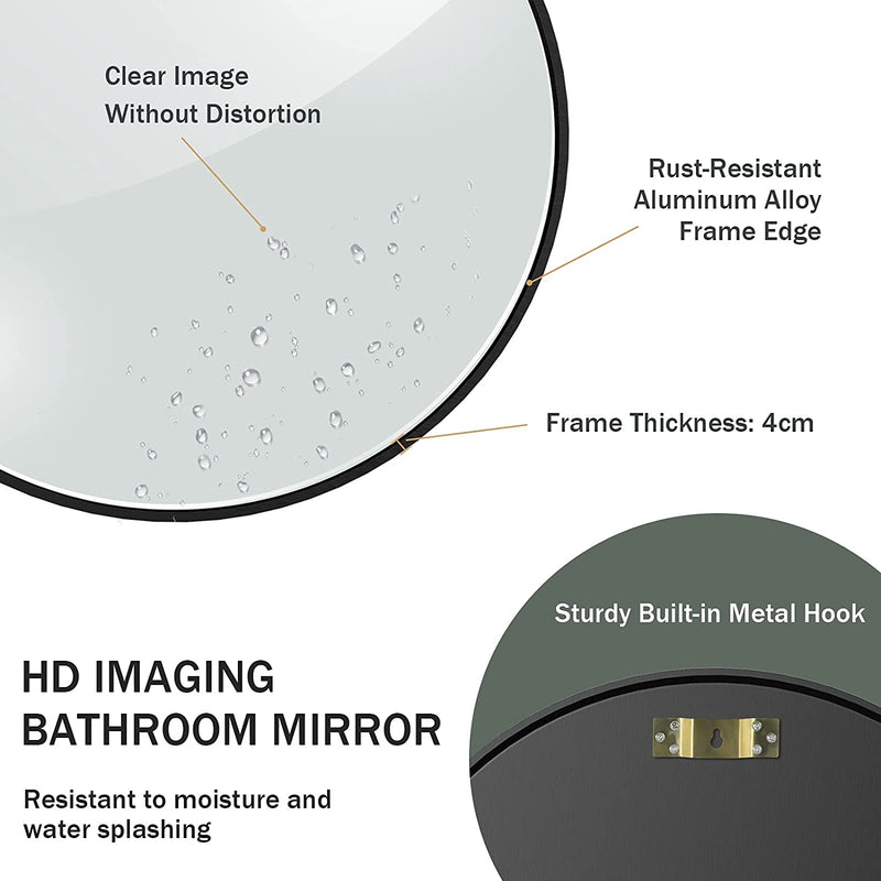 60cm ronde muur spiegel, ronde spiegel met metalen frame, decoratieve muur spiegel, make-up spiegel, HD spiegel voor ingang,