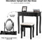 Kaptafel met ovale spiegel en 10 dimbare LED-lampen, klassieke make up tafel met 4 opberg lades in verschillende maten, stabiel schoonheidsstation in grenen houten poot en antislip pootdop (Zwart)