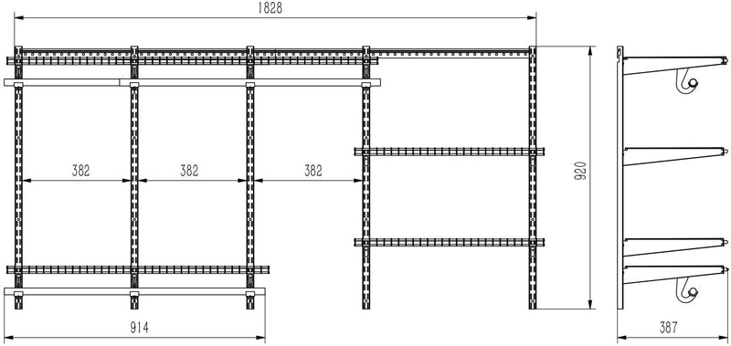 kledingrek ,slimme configuraties klerenrailsysteem , muur gemonteerde opbergsysteem, garderobesysteem met draad rekken en kleding stangen, 91,5 cm tot 182 cm, voor slaapkamer (183 x 92 x 39 cm)