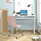 Moderne Schrijfbureau, Multifunctionele Tafel met 2 Laden, MDF Bureaublad en ijzeren tafelpoten, Computer Bureau