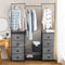 Stoffen ladekast dressoir met kleding stang schoenenrek, multifunctionele dressoir opbergtoren met 8 stoffen laden, metalen frame, opslag organisator voor kast hal slaapkamer woonkamer