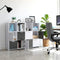 Boekenplank met 6 vakken, staande plank, boekenkast met 4 deuren, opbergkast, modern, wit-grijs LBC28WG