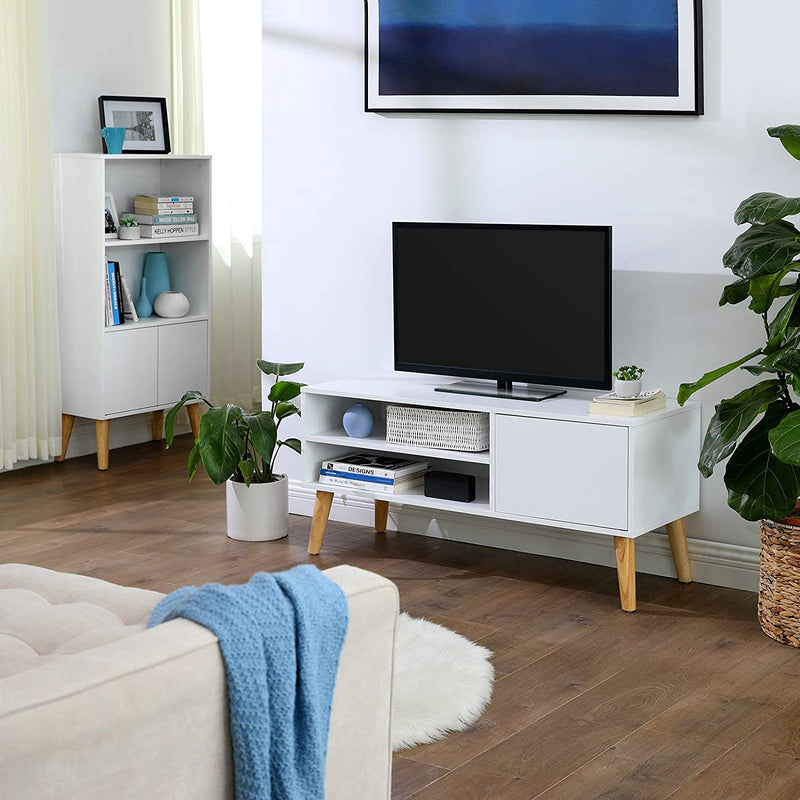 Lowboard in Scandinavische stijl, tv-kast, tv-tafel, televisiekast, voor uw flatscreen,  wit LTV09WT