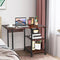 Opvouwbare computer bureau, moderne schrijftafel met 2 laags opslagplanken, PC laptop computertafel werkstation met 6 wielen, ruimtebesparende compacte bureau voor thuiskantoor klein appartement