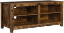 tv-plank, tv-meubel, met gaten voor kabels, open vakken, voor gameconsoles, dvd's, in de woonkamer, vintage bruin LTC004B01