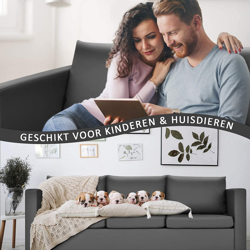3 Zitsbank, moderne bank met zachte beklede stoelen en zilveren metalen poten, slaapbank perfect voor thuis en op kantoor