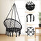 Hangstoel, katoenen touw macrame hangende schommelstoel voor woonkamer, tuin, balkon, scandinavische stijl, capaciteit van 150 kg (Zwart