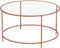 Bijzettafel Rond, Salontafel, Glazen Tafel met Metalen Frame, Gehard Glas, Nachtkastje, Sofa Tafel, voor Balkon, Rose Goud LGT021A02