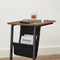 bijzettafel, C-vormige salontafel, laptoptafel met stoffen tas, voor woonkamer, slaapkamer, industrieel ontwerp, vintage bruin-zwart LET351B01