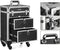 Cosmetic Case Trolley, professionele make-up case, kapperskoffer met 4 uitneembare universele wielen, make-up case, zwart JHZ08BK