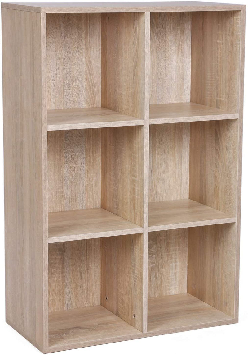 Boekenkast Met 6 Vakken, Houten Rek, Kubusrek, Opbergrek, 65,5 X 97,5 X 30