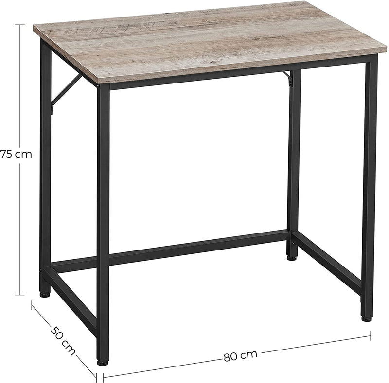 Bureau, computertafel, smalle bureautafel, 80 x 50 x 75 cm, studeerkamer, grijs-zwart LWD038B02