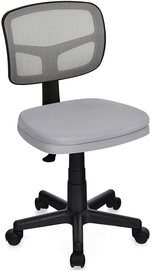 Bureaustoel met lage rugleuning, armloze computerstoel, hoogteverstelling, (Grijs)