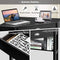 Bureau, Hoekbureau, Houten L-vormig computerbureau, Compacte Schrijftafel met Lade & Planken, Ruimtebesparend Werkstation, Laptop PC hoek Tafel Meubilair voor thuiskantoor (Zwart)