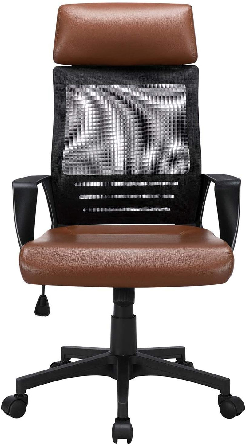 Bureaustoel, ergonomische bureaustoel, draaistoel met hoofdsteun,