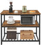 Keukenplank met 3 planken, keukeneiland met groot werkblad, stabiel metalen frame, 120 x 60 x 90 cm, eenvoudige montage, industrieel ontwerp, vintage bruin-zwart KKI01BX