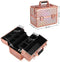 beautycase, beautycase, opbergruimte voor make-up, organizer voor op reis, voor kappers en visagisten, naaiaccessoires, afsluitbare doos met draagriem, metallic rosé goud JBC323RD