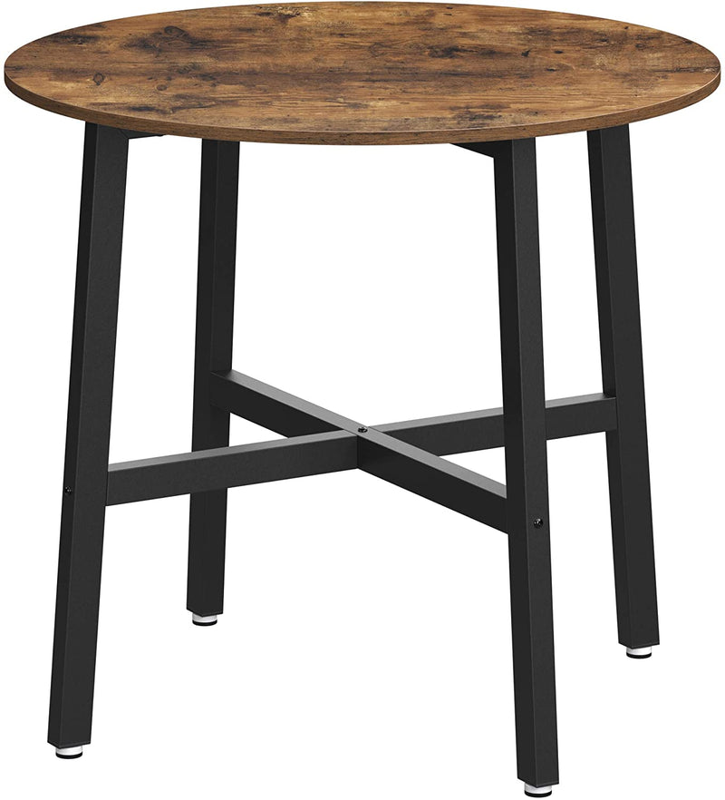 Eettafel klein, ronde keukentafel, voor woonkamer, kantoor, 80 x 75 cm (Ø x H), industrieel design, vintage bruin-zwart KDT080B01