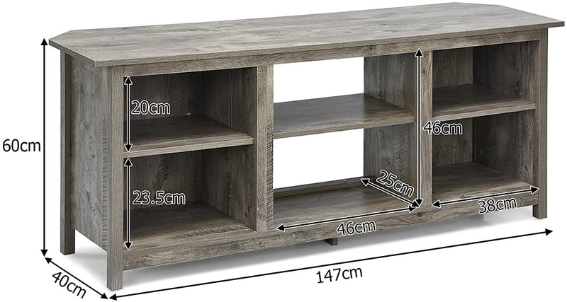 2-laags TV-tafel, TV-meubel, 147 cm TV lowborad (Grijs)