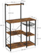 keukenplank, staande plank met metalen mand, bakkerijplank met 6 S-haken en planken, magnetronplank, kruidenrek, voor potten en pannen, industrieel ontwerp, vintage bruin-zwart KKS35X