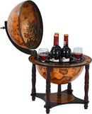 Wereldbol wijnbar houder, klassiek aanrecht wijn organisator, 16e eeuw nautische grafiek wijn kast, tafel wijnrek voor eetkamer & woonkamer (Retro Bruin)