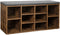 Schoenenbank, schoenenrek, schoenenopslag, zitbank, 10 vakken, met bekleding, voor de entree, hal, slaapkamer, 104 x 30 x 48 cm, vintage bruin LHS10XB