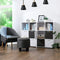 Boekenplank met 6 vakken, staande plank, boekenkast met 4 deuren, opbergkast, modern, wit-grijs LBC28WG