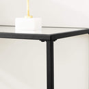 Consoletafel, bijzettafel van gehard glas, moderne salontafel, eenvoudige montage, verstelbare voeten, woonkamer, hal, zwart LGT026B01