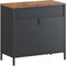 Dressoir ,keukenkast, 1 verstelbare plank, stalen frame, 80 x 40 x 76 cm, vintabruin-zwart LSC102B01