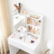 kaptafel, make up tafel met spiegel en een lade, verstelbare planken, 70 x 40 x 136 cm, wit RDT118W01