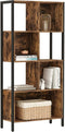 Boekenplank, boekenkast, staande plank, met stalen frame, , vintage bruin-zwart LBC027B01