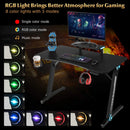 Gaming computer bureau met monitor standaard, Z-vormige , PC gamer tafel met RGB verlichting, bekerhouder, hoofdtelefoon haak,