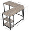 Bureau, L-vormig computerbureau, hoekbureau met 2 planken,  grijs-zwart LWD72MB