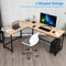 L-vormige Hoekbureau computertafel met CPU-standaard, 125 x 168cm (Natuurlijk)