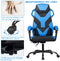 gamingstoel met wielen, racestoel met armleuning, verstelbare rugleuning, hoofdsteun en lendekussen, grote racestoelen met hoge rugleuning en verbrede verdikte zitting (Blauw)