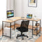 L-vormige bureau, kantoor/thuis bureau met twee opbergrek,  (Natuurlijk)