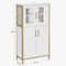 Badkamerkast, dressoir, opbergkast, verstelbare plank, stalen frame, voor woonkamer, keuken, wit-goudkleurig LSC260G10