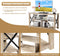 TV-tafel,120 cm  3 laags industriële tv-meubel met open planken, stevig X-stijl frame, handig kabelbeheer gaatje, boerenhuis tv-kast tv-plank tv-standaard,  120 x 40 x 60 cm (Grijs)