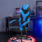 gamingstoel met wielen, racestoel met armleuning, verstelbare rugleuning, hoofdsteun en lendekussen, grote racestoelen met hoge rugleuning en verbrede verdikte zitting (Blauw)
