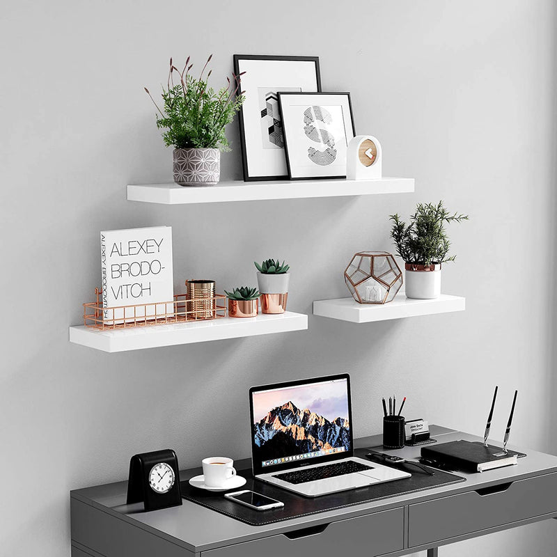 wandplank, wandplank voor boeken, foto's, decoratie, , 60 x 20 x 3,8 cm, wit LWS26WT
