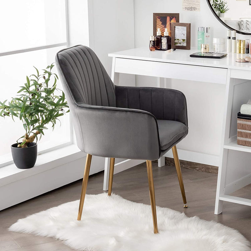 Set van 2 eetkamerstoel, vrijetijd/fauteuil stoelen, gestoffeerde armstoel met accenten, r (Grijs)