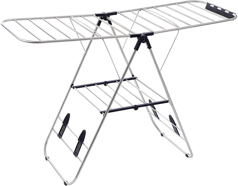 Opvouwbaar wasrek, staande droger kledingrek wasdroger vleugelwasrek, 16 m drooglengte, van roestvrij staal, zilver LLR502,Groot