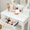kaptafel met spiegel, make up tafel met 10 dimbare lampen,kruk, 5 laden, 70 x 40 x 134 cm, wit RDT151W01