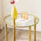 Bijzettafel, salontafel, rond, met 2 planken, van glas, voor woonkamer, slaapkamer, hazelnootbruin-goud LET204A03