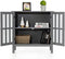 Dressoir, opbergkast met glazen deur, consoletafel keukenkast zijkast, commode  80,5 x 35 x 78 cm (Grijs)