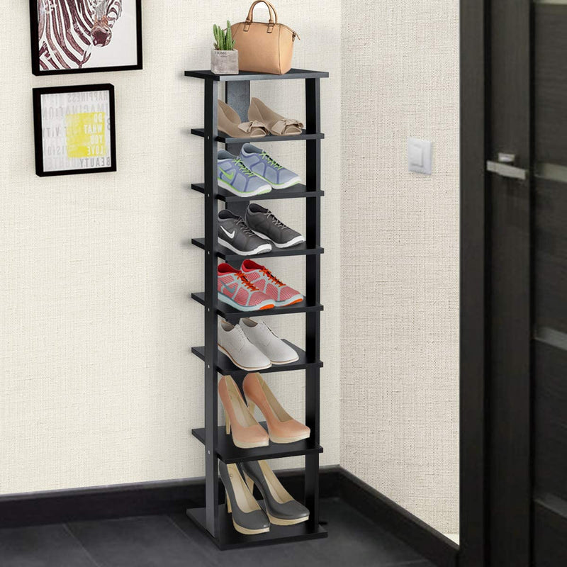 schoenenrek met 7 niveaus, entree schoenen opslag standaard, 27,5 x 26,5 x 110 cm, (Zwart)